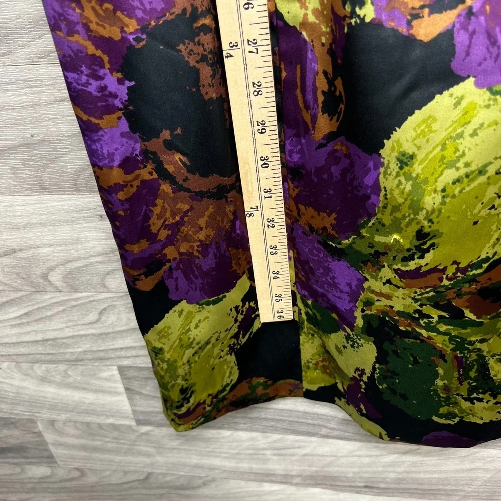 Jones New York Dress Women's Size‎ 12 Black Purple Floral Print Wedding Evening